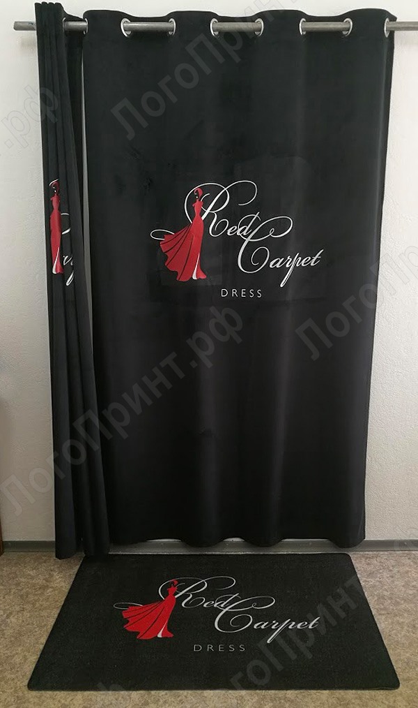 Пошив бархатных штор на люверсах для салона Red Carpet Dress